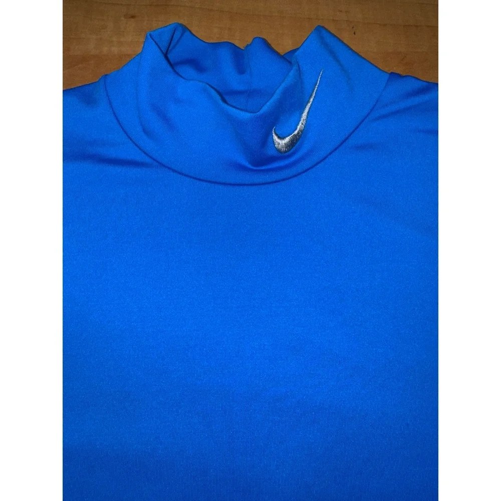 Nike Pro Combat Dri-FIT Mock Neck Long Sleeve Compression Shirt Blue Mens Small